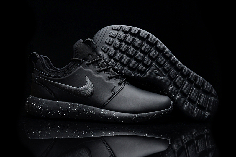 Women Nike Roshe 2 Leather PRM All Black Shoes - Click Image to Close